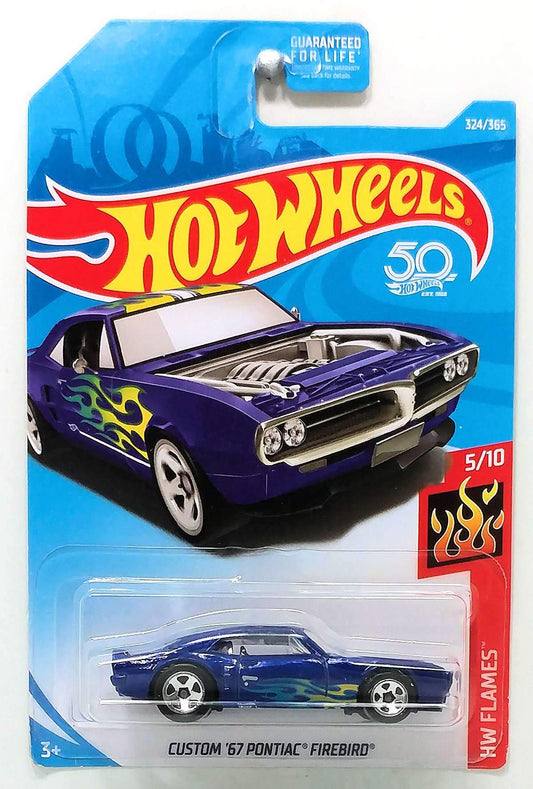 Hot Wheels 2018 Die-Cast Vehicle Hw Flames - Custom '67 Pontiac Firebird (Dark Blue)