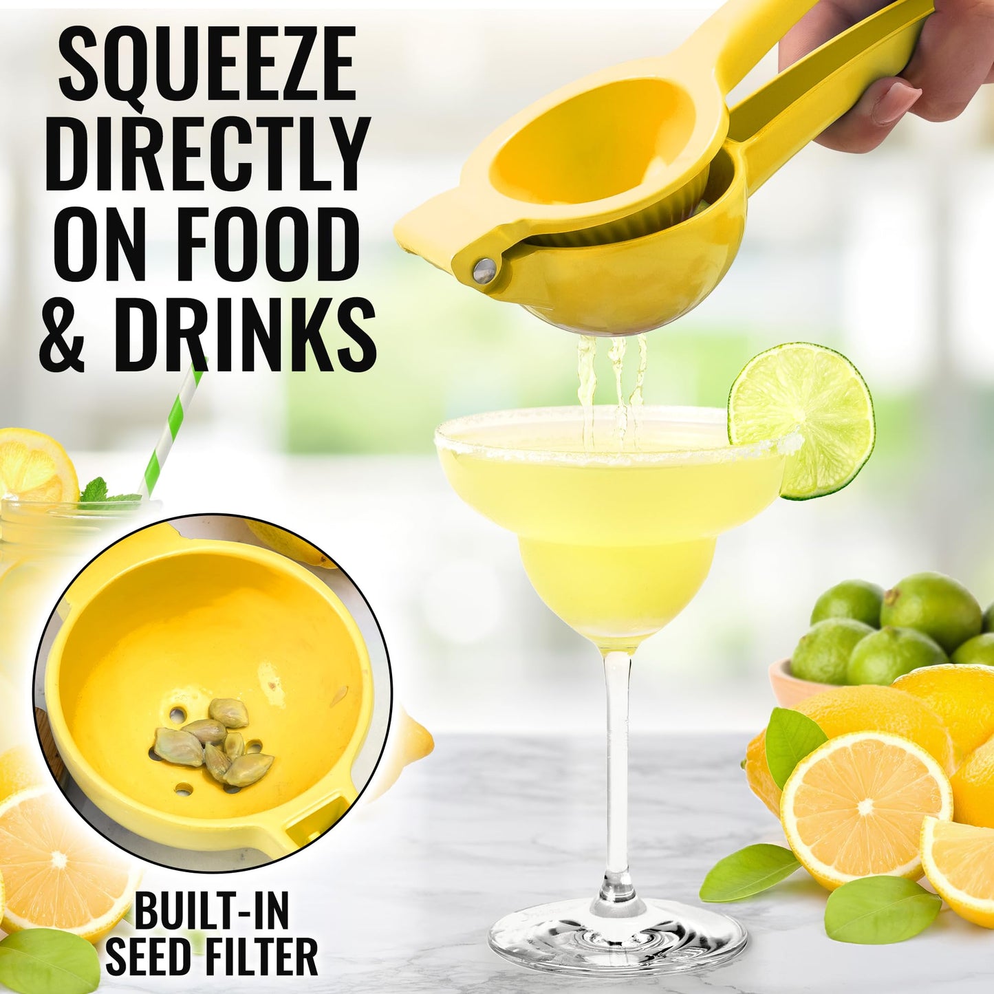 Zulay Kitchen Metal Lemon Squeezer – Handheld Citrus Juicer, Manual Press for Maximum Juice Extraction, Easy to Use