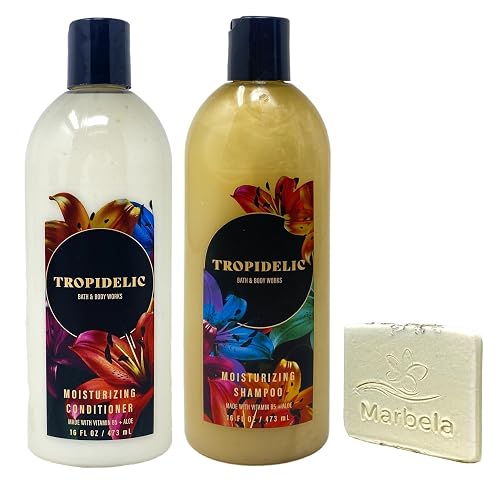 Bath & Body Works Tropidelic Moisturizing Conditioner and Shampoo Duo Set with a Natural Oats Sample Soap