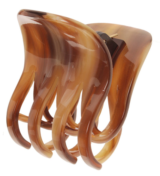France Luxe Double Tooth Claw Clip - Caramel Horn
