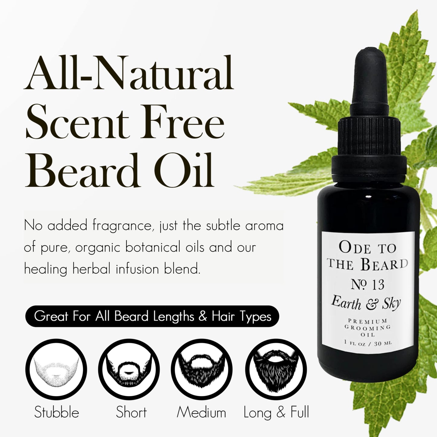 USDA Organic Beard Oil For Men, 3-in-1 Premium Grooming Oil with Argan Oil, Jojoba Oil, and More, For Beard Growth and Beard Wash - Ode To The Beard