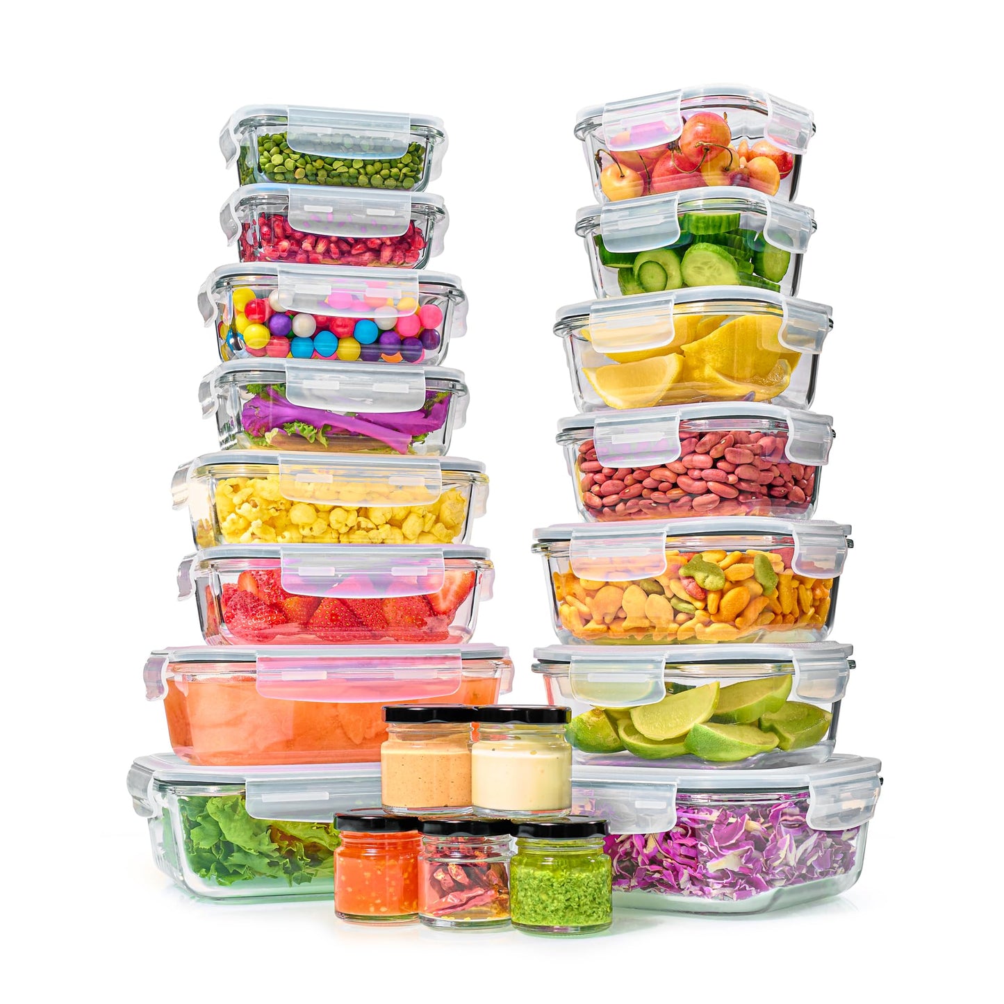 40pc Set Glass Food Storage Containers & Bowls with Airtight Lids - Leakproof BPA-Free Meal Prep Airtight Stackable Lunch Boxes, Kitchen Pantry…