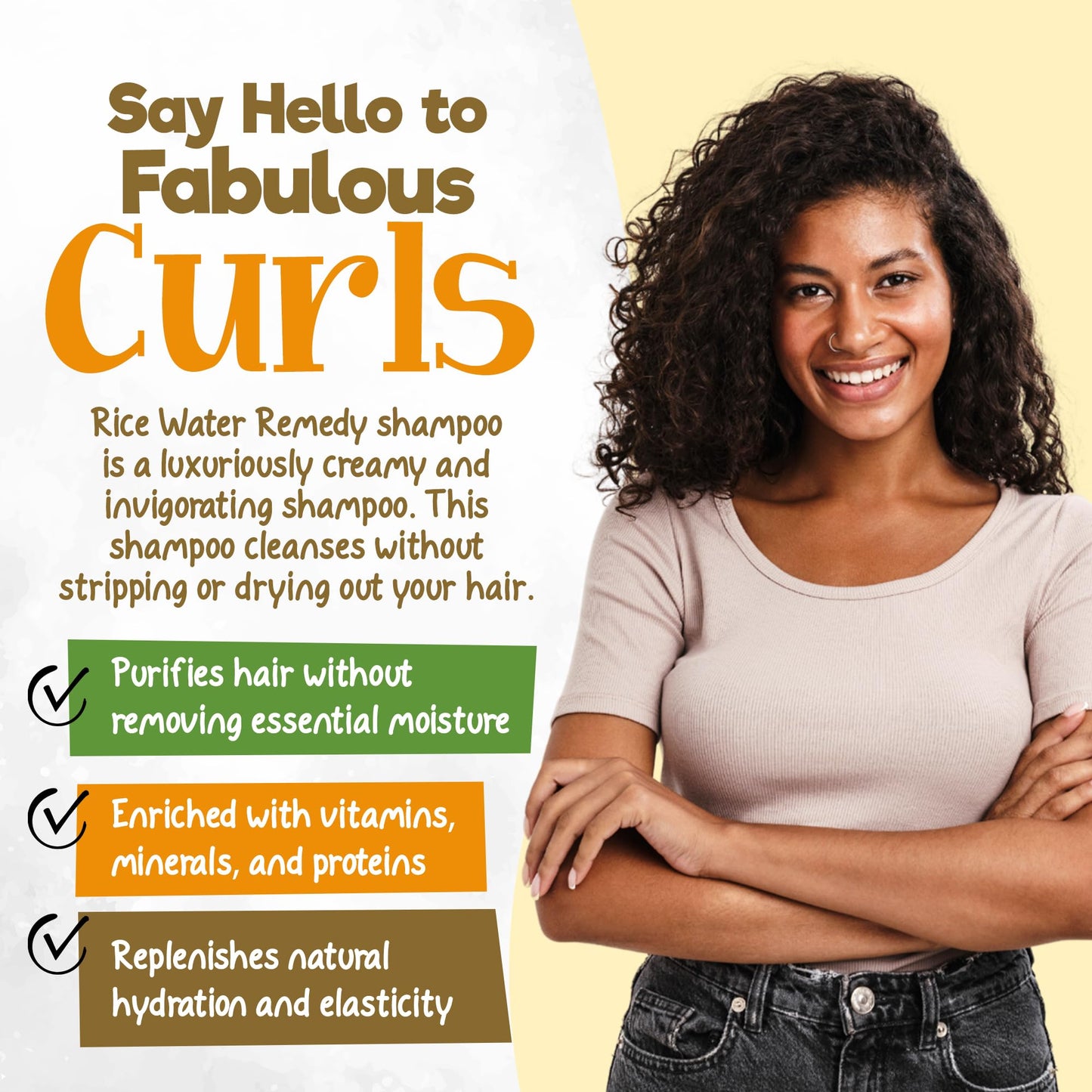 Curly Chic Rice Water Remedy Revitalizing Shampoo - Cleanse, Stimulate & Restore Curls - Nutrient-Rich Ayurvedic Herbs, Fermented Rice Water