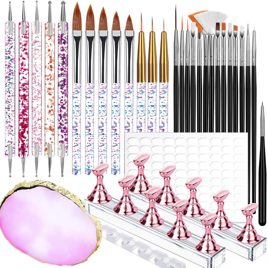 Teenitor Nail Art Tools Set, 23 Pcs Nail Art Brushes, 5 Pcs Nail Dotting Tool, 2 Set of Nail Stand, 100 Pcs Double-Sided Adhesive Tabs, Nail Art Beauty and Personal Care Teenitor Default Title
