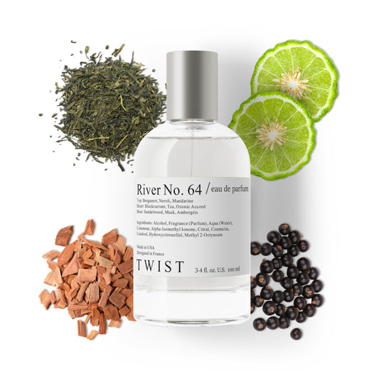 Twist River No. 64 - Eau De Parfum Inspired by Creed's Silver Mountain W., Long-Lasting Perfume For Men & Women, Paraben Free, Vegan, Clean