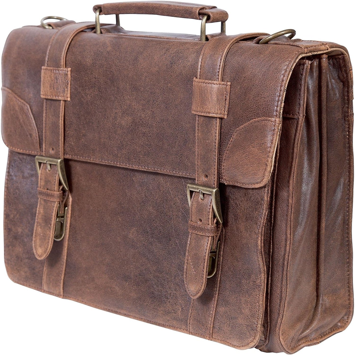 Scully Genuine Lamb Leather Satchel Briefcase, Antique Brown (602-10-29-F)