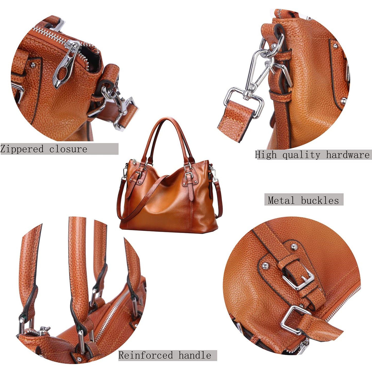 HESHE Genuine Leather Purses and Handbags for Women Tote Shoulder Bag Satchel Purse Top Handle Bags Hobo Crossbody
