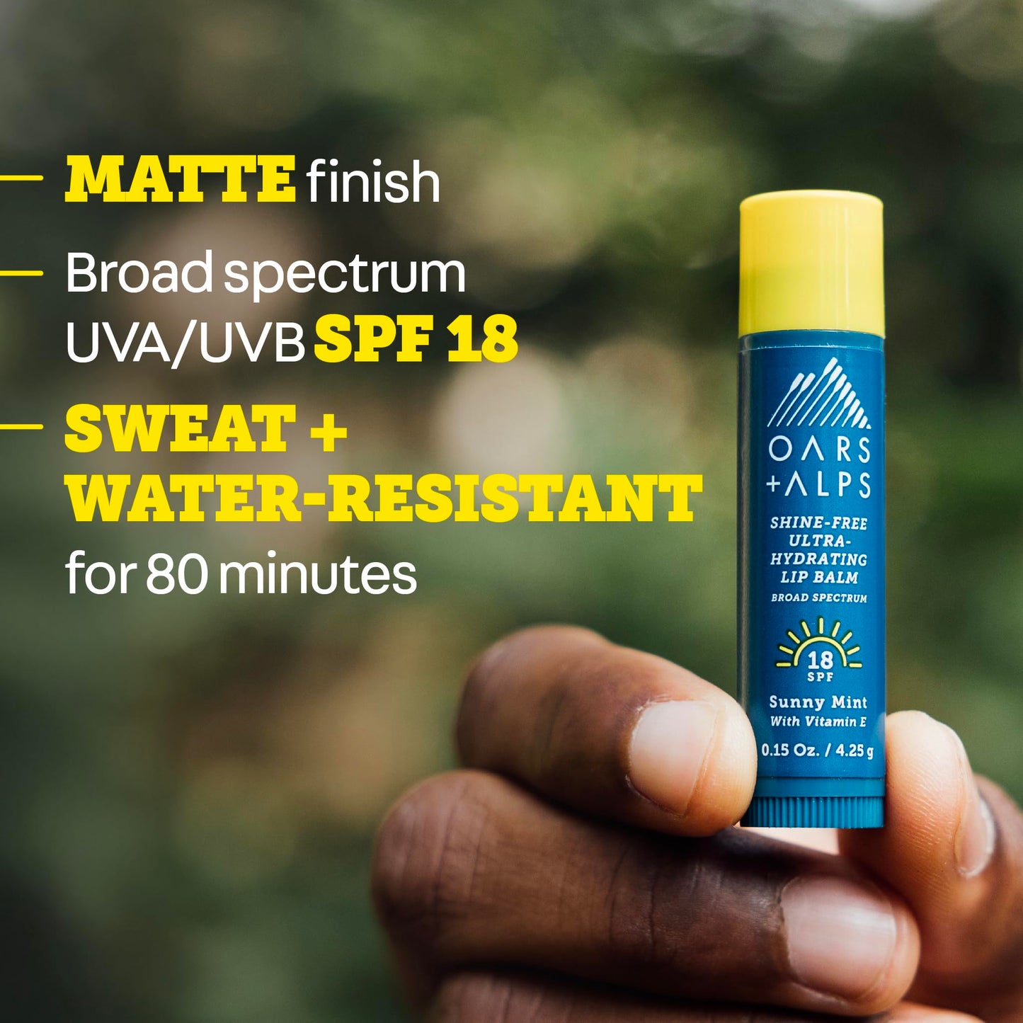 Oars + Alps Lip Suncreen, SPF 18 Lip Balm, Shine Free Sunscreen for Lips, Infused with Vitamin E, Peppermint & Spearmint, Water & Sweat Resistant