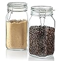 Bormioli Rocco Fido Glass Jars - 50.75 oz Large Airtight Container with Clamp Lids & Rubber Seals, BPA-Free Glass Canisters for Pantry Display…