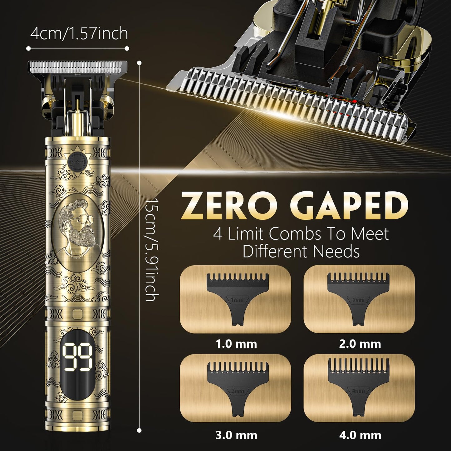 Solati Hair Clippers for Men, Professional Hair Trimmer Zero Gapped T-Blade Trimmer Cordless Rechargeable Edgers Clippers Electric Beard Trimmer Beauty and Personal Care Solati