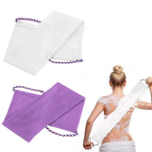 uxcell 2 Pcs Back Scrubber with Handles, Nylon Bath Sponge Extended, 29 Inch African Exfoliating Long Net Body Scrubber Shower Loofah for Women Men Beauty and Personal Care uxcell