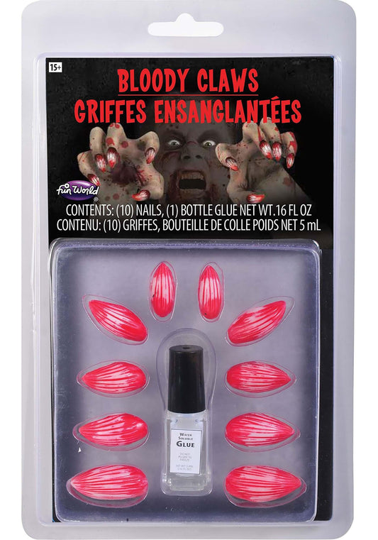 Fun World Bloody Animal Claw Press on Nails | Costume Nails Standard, Red Beauty & Personal Care Fun World