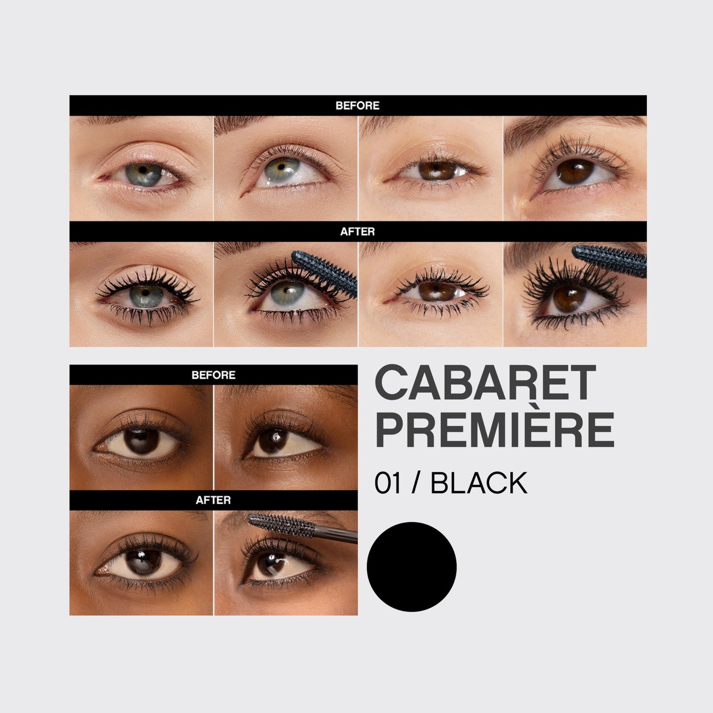 Vivienne Sabó Cabaret Premiere Black Mascara, Volume and Length, Defining, Curling, No Flaking, No Clumping, Smudge Proof, Washable, Cruelty-Free