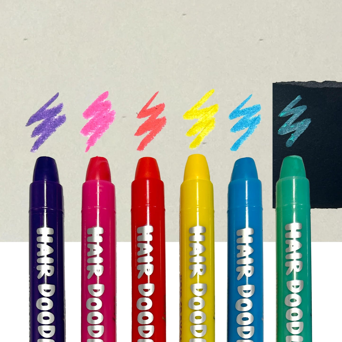 OOLY Hair Doodlers Hair Crayons for Kids - Set of 6 Washable Temporary Hair Color Crayons, Quick Drying, Fragrance Free, Ages 6+