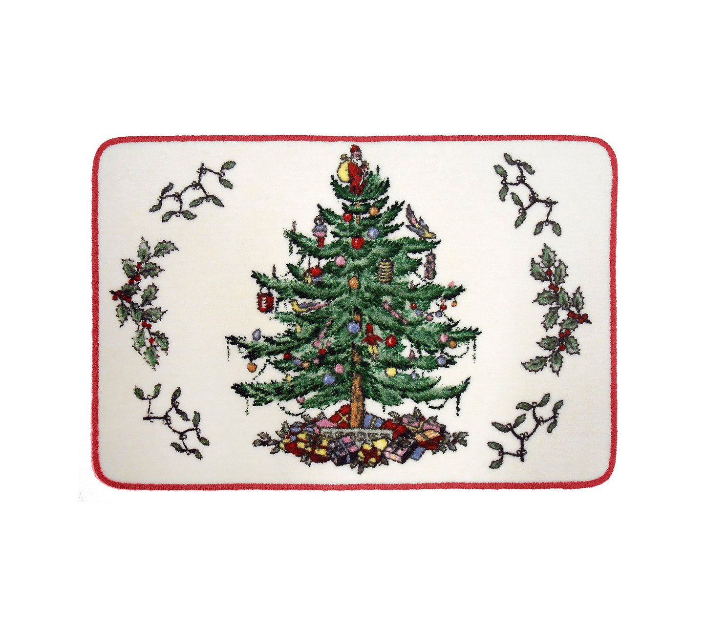Spode - Bath Mat, Cotton Bath Rug, Holiday Bathroom Decor (Spode Christmas Tree Collection, 20" x 30")