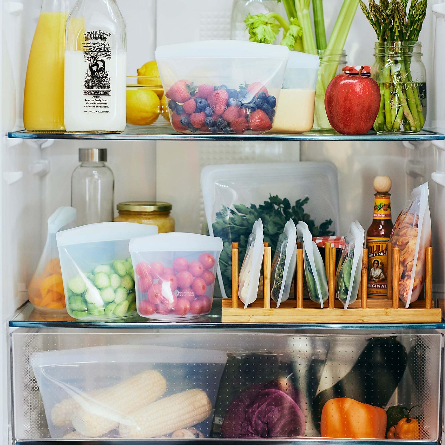 Stasher Premium Silicone Reusable Food Storage Bags, 3-Pack, Multi, Multi-Use Food Storage Bags, Lunch Bag, Travel Containers, BPA Free, Leak-free…