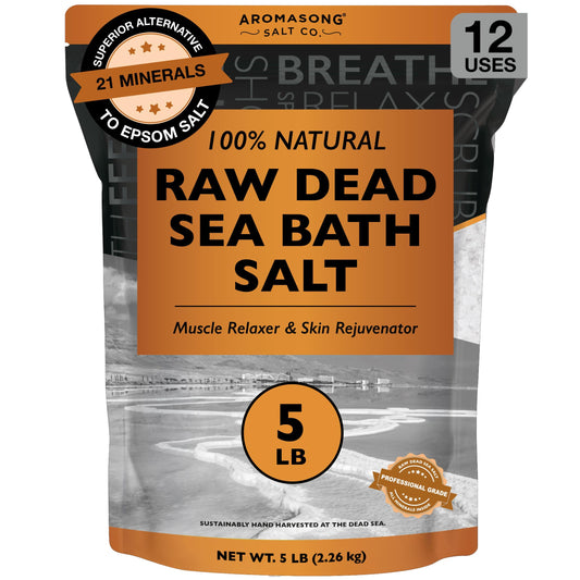Aromasong Raw Dead Sea Bath Salt - Minimally Cleaned, Contains More Dead Sea Minerals Including Dead Sea Mud - 100% Pure & Natural Dead Sea Salts