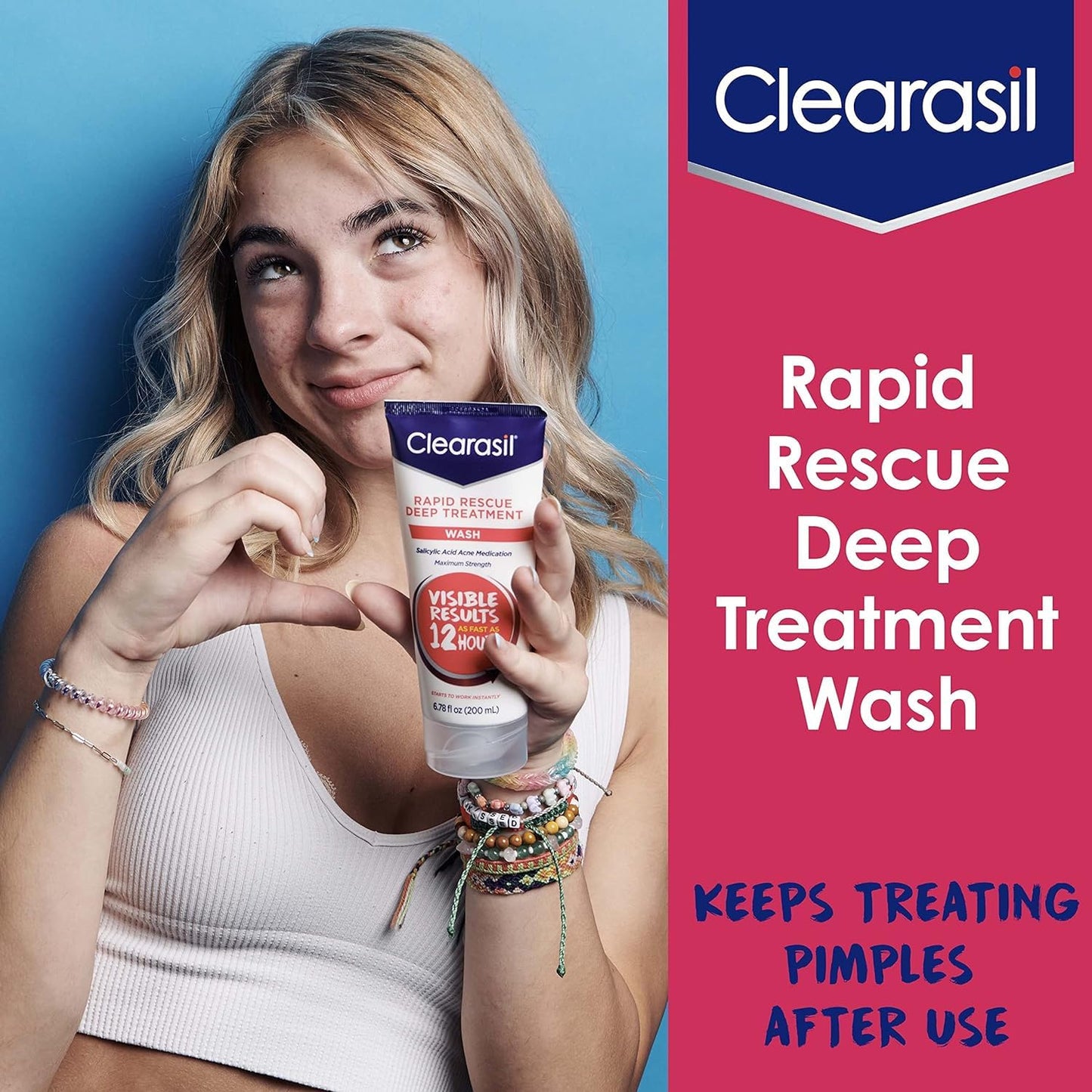 Clearasil Rapid Rescue Deep Treatment Wash, 6.78 oz Each (Pack of 12)