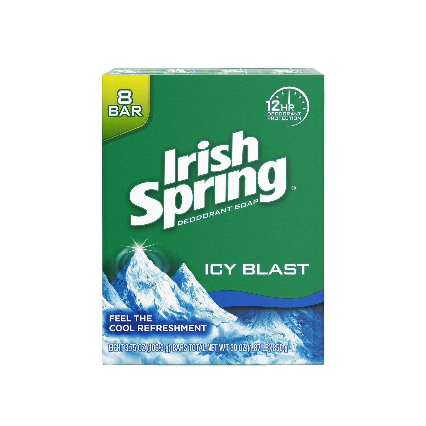 Irish Spring Icy Blast Cool Refreshment Deodorant Soap Unisex Soap, 8 Count