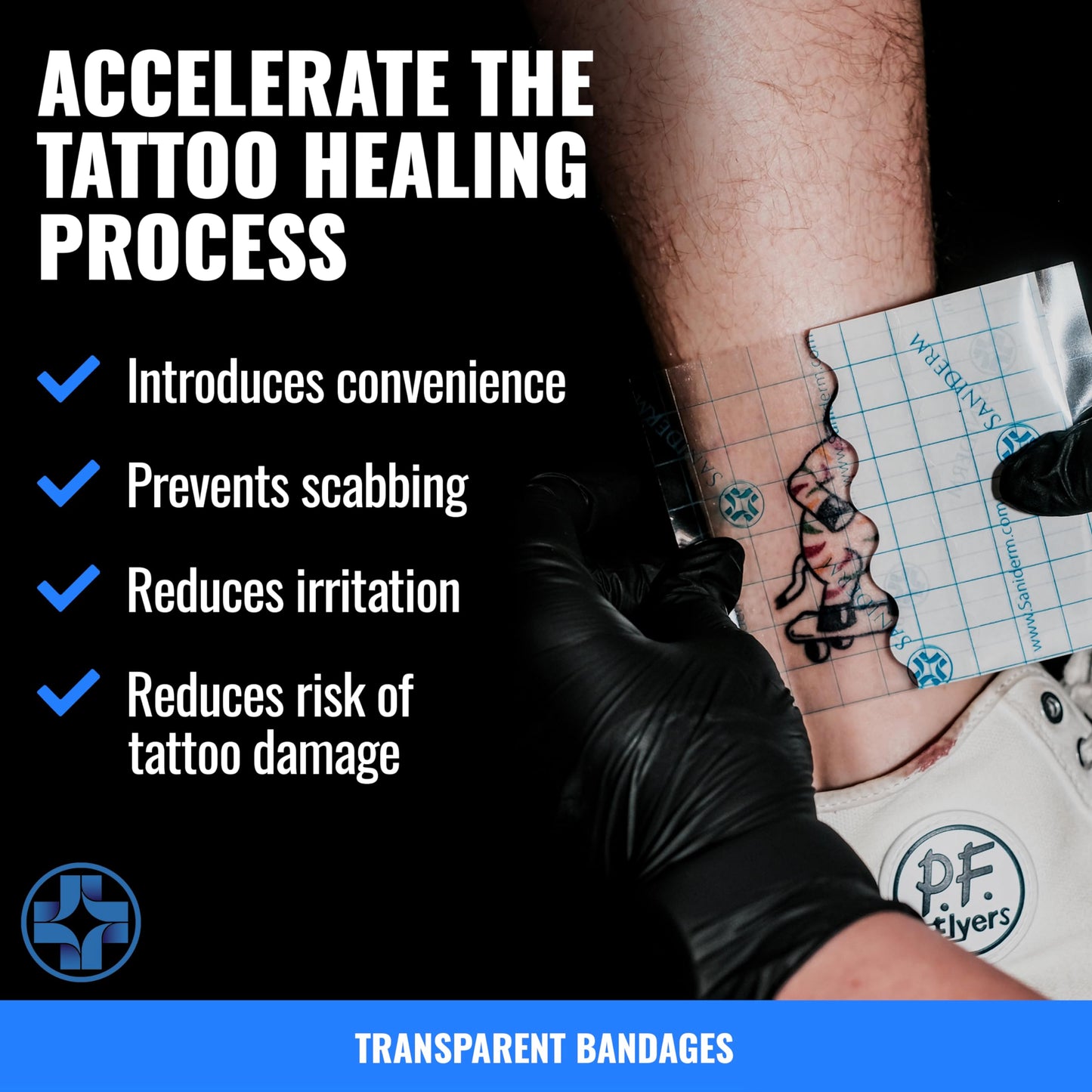Saniderm Tattoo Aftercare Bandage 3 Sheets (Medium Pack, 6 in x 8 in) - Convenient, Faster Tattoo Healing and Protection - Sterile, Waterproof, Beauty and Personal Care Saniderm
