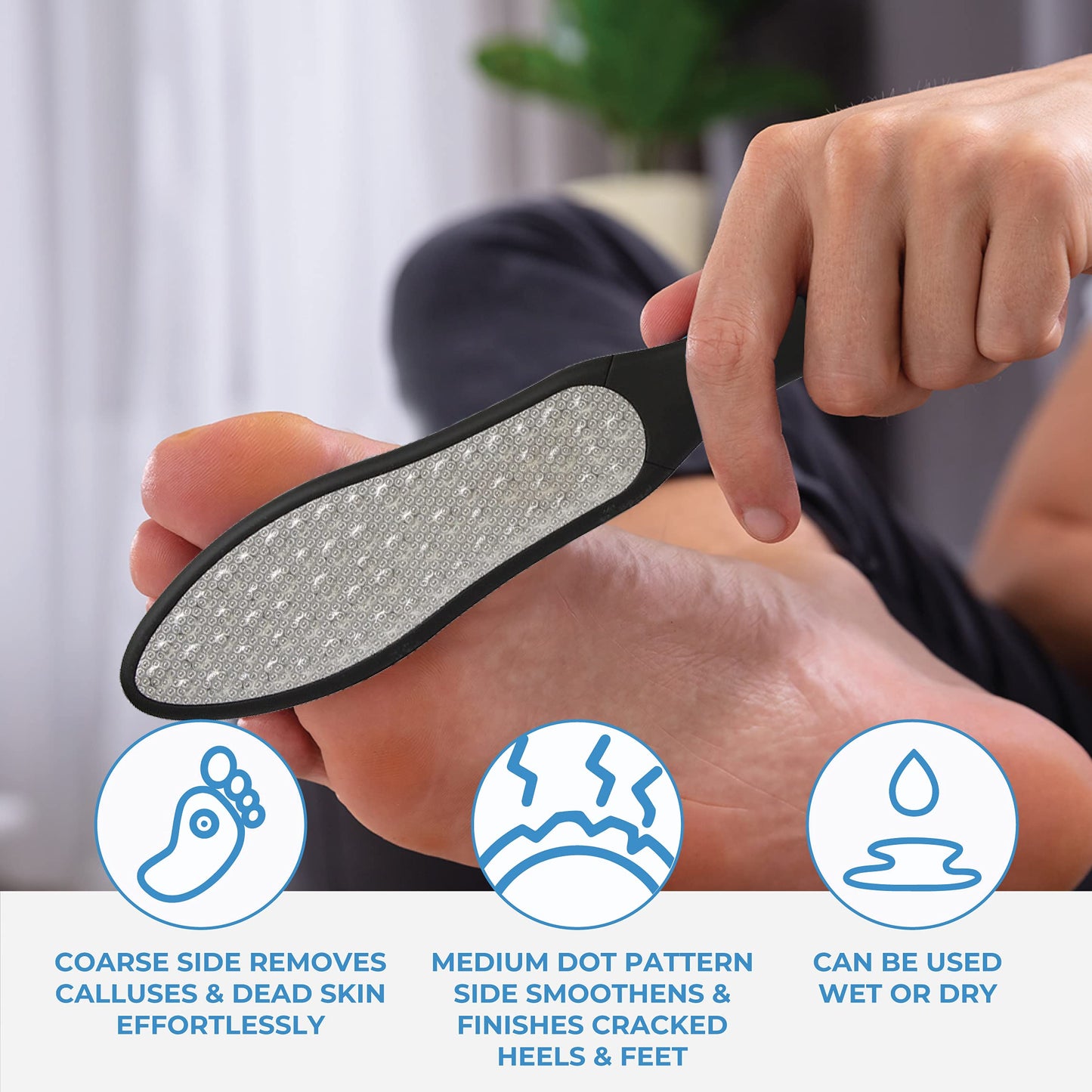 ForPro Black Bear Stainless Steel Pedicure File, Callus Remover Foot File, Double-Sided Professional Quality Tool for Heels and Feet, 10.5’’ L