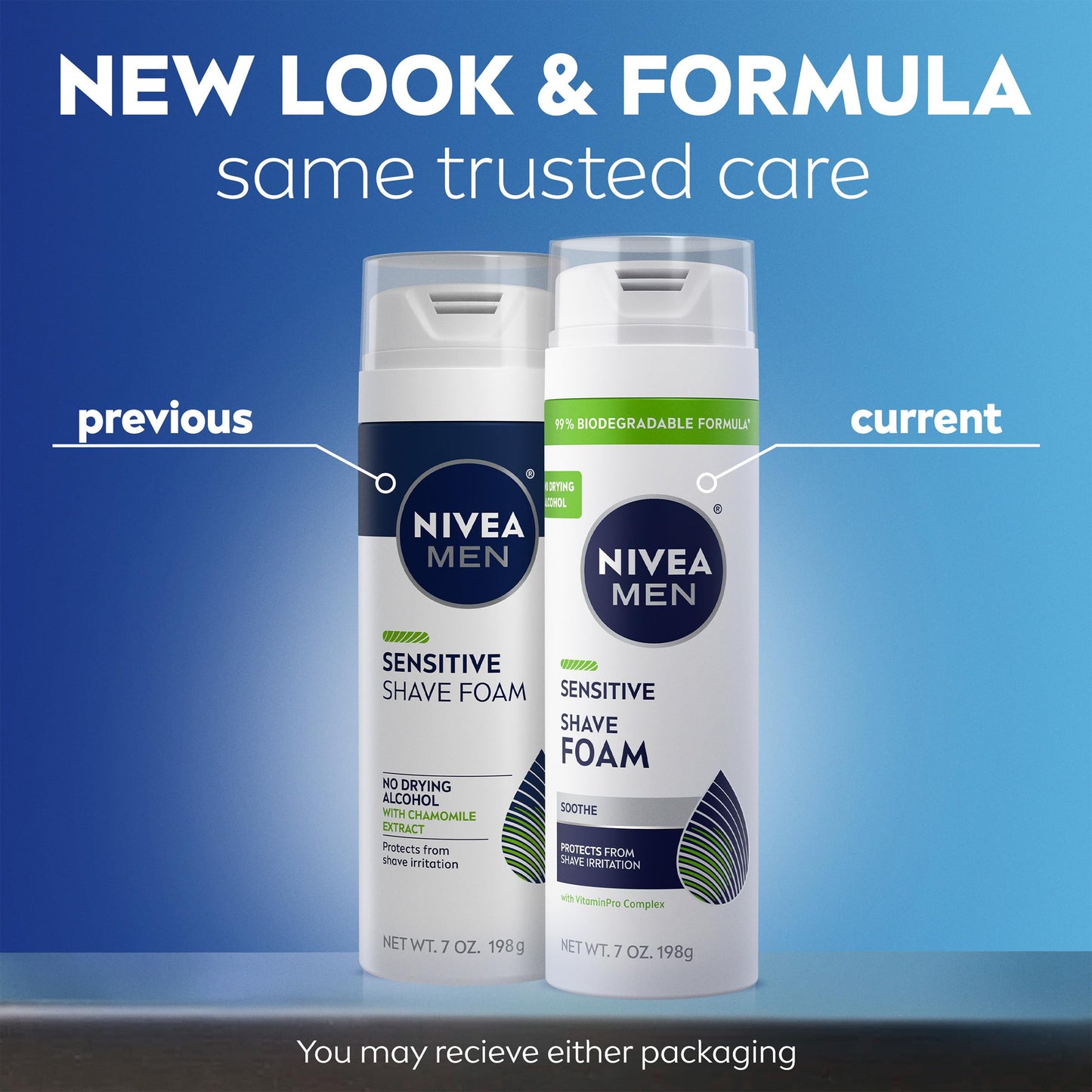 NIVEA MEN Sensitive Shave Foam with Vitamin E, Soothing Chamomile and Witch Hazel Extracts, 6 Pack of 7 Oz Cans