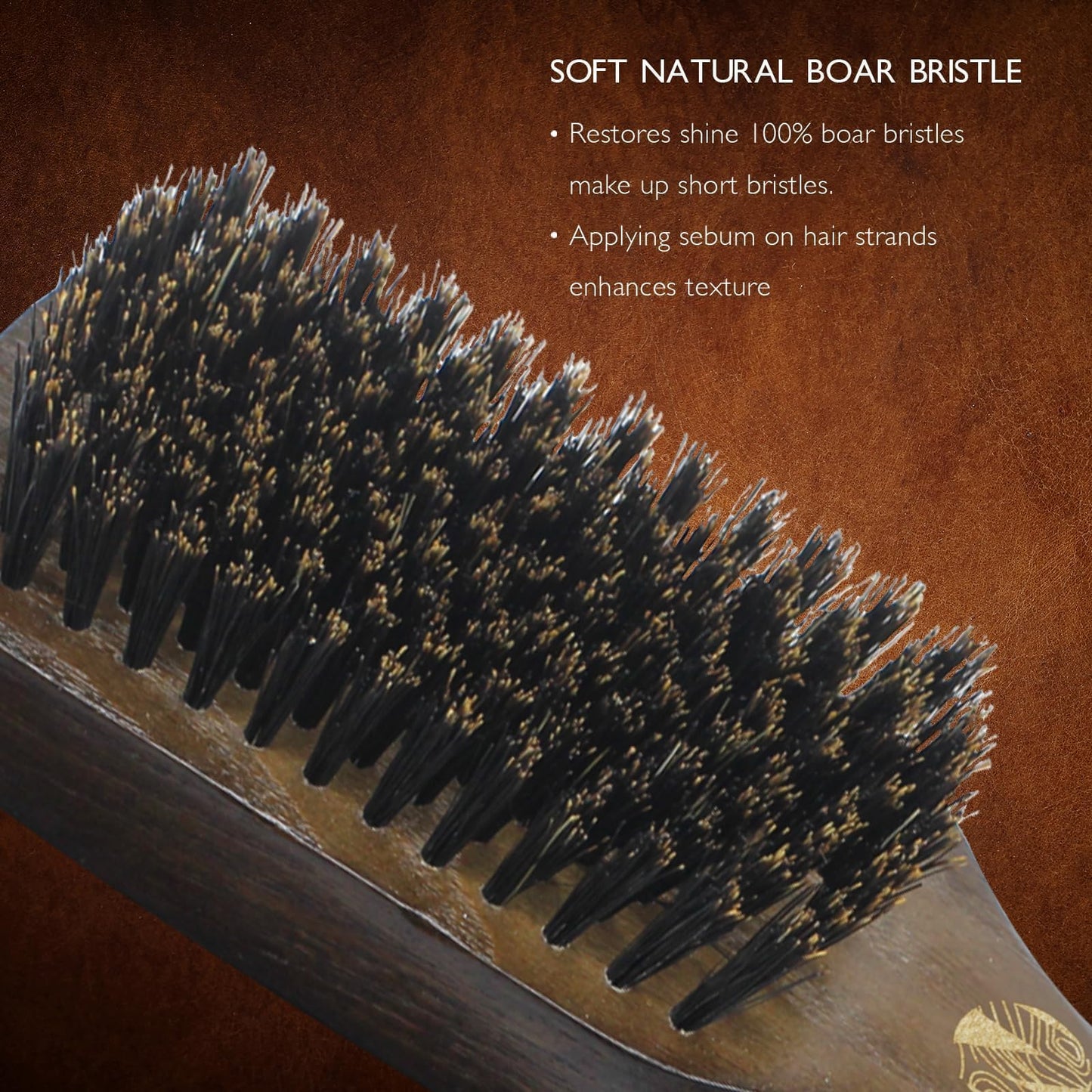 NORSEWOOD Boar Bristle Brush for Shine and Texture - Stiff Bristles for Medium Hair/Beards, Cleaning Brush Included