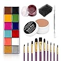 DELISOUL Professional Special Effects SFX Makeup Kit,12 Colors Face Body Paint Palette,Wound Modeling Scar Wax,Coagulated Fake Blood,10 Purple