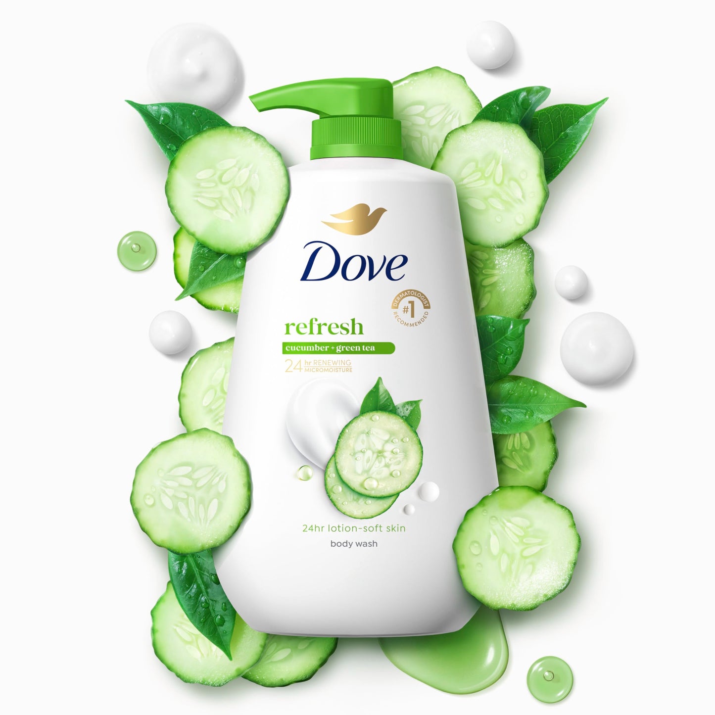 Dove Body Wash with Pump Refresh Cucumber and Green Tea for 24hr Lotion-Soft Skin Moisturizing Skin Cleanser with No Sulfates No Parabens 30.6 oz Beauty & Personal Care Dove