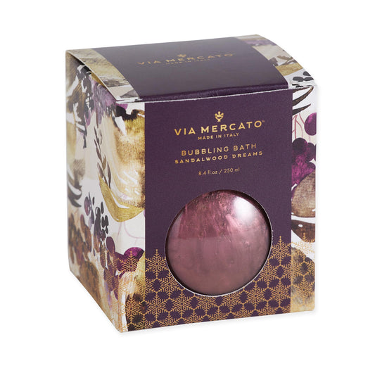 Via Mercato Scented Shimmering Bubble Bath, Moisturizing and Restorative, Ornament Gift Bottle is Beautifully Packaged with Gift-Giving in Mind, 250