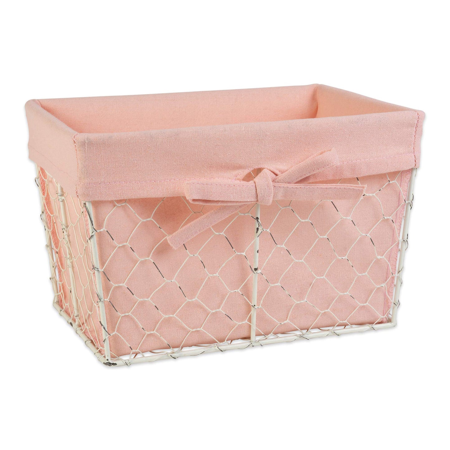 DII Farmhouse Chicken Wire Storage Baskets with Liner, Set of 3, Antique Blush, Assorted Sizes