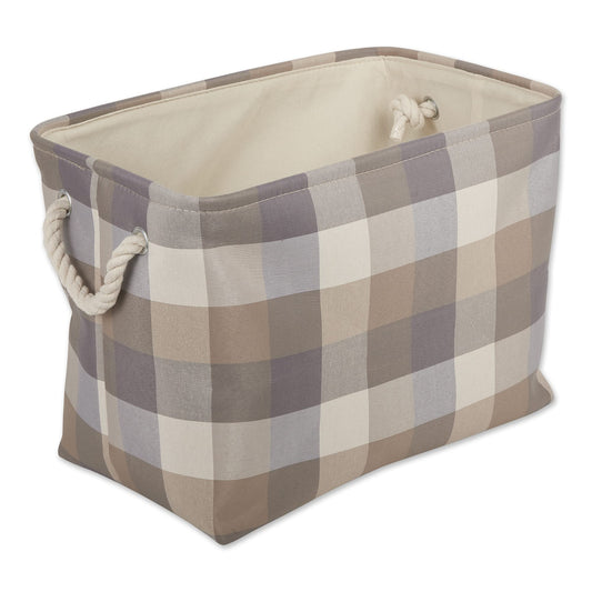 DII Buffalo Check Storage Collection Collapsible Bin with Handles, Medium Rectangle, 16x10x12, Tri Color Stone