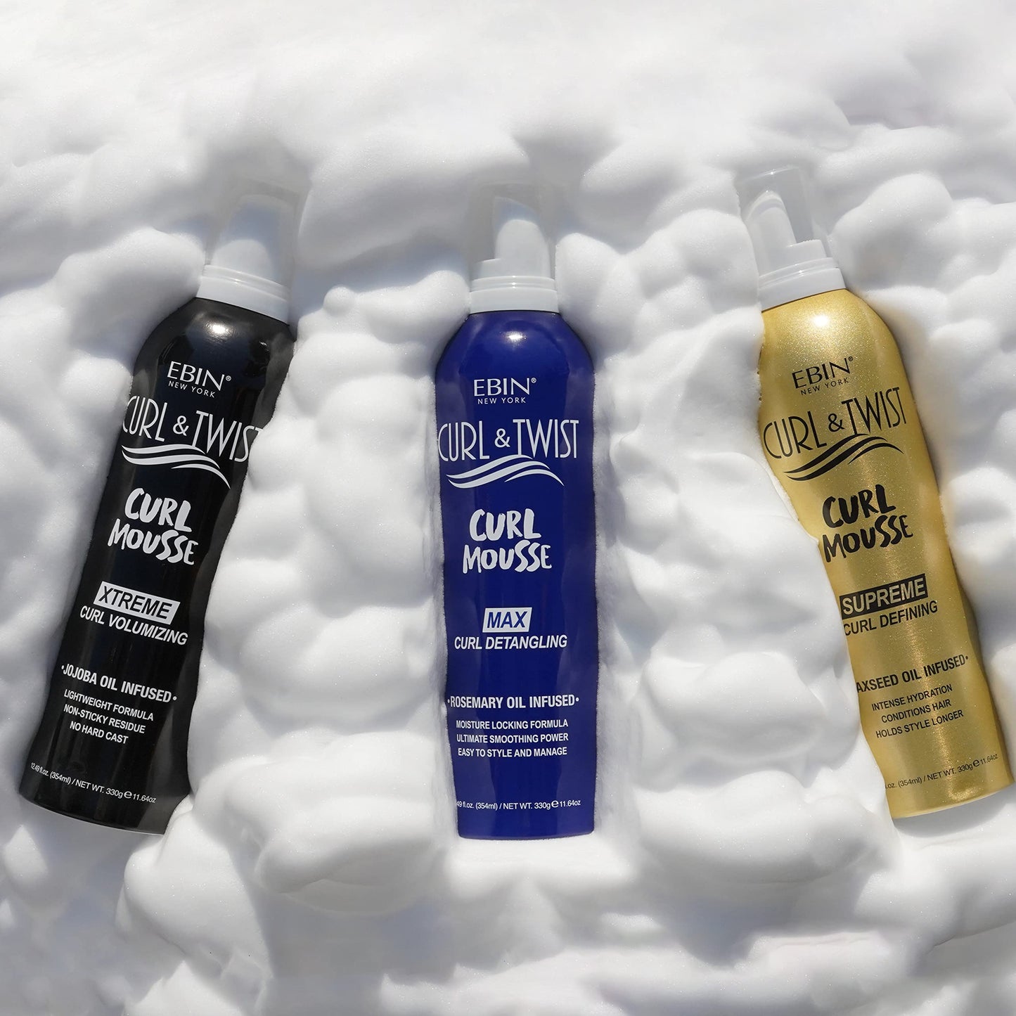 EBIN NEW YORK Curl & Twist Xtreme Curl Volumizing Mousse 12.49oz/354ml | Jojoba & Lavender Oil Infused | Adds Moisture | Vitamin B Strengthens Hair |