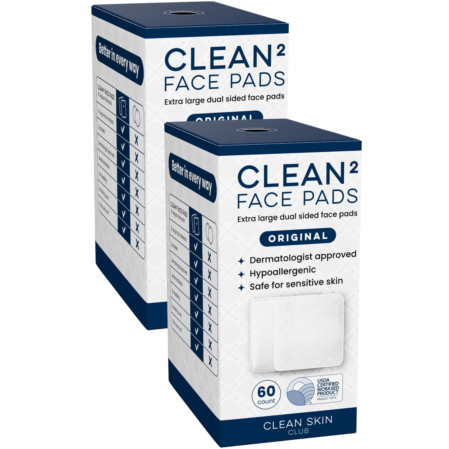 Clean Skin Club Clean² Pads 2.0 [NEW & Improved Edges] Guaranteed Not to Shed & Tear, Unique Triple Layers, Textured Side & Ultra Soft Side, Organic Beauty and Personal Care CLEAN SKIN CLUB