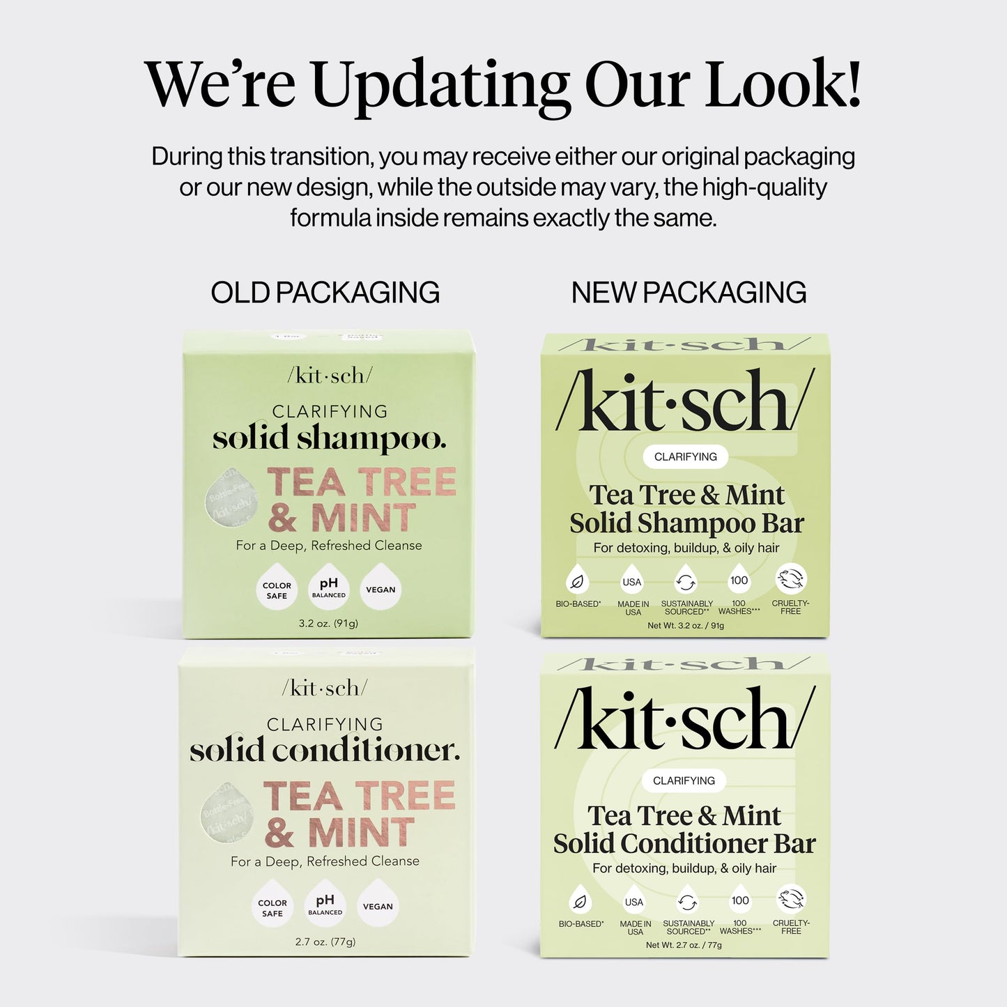 Kitsch Clarifying Tea Tree Shampoo and Conditioner Set - Shampoo & Conditioner Bar for Women and Men, Scalp & Oil Control Hair Care - Free of Paraben