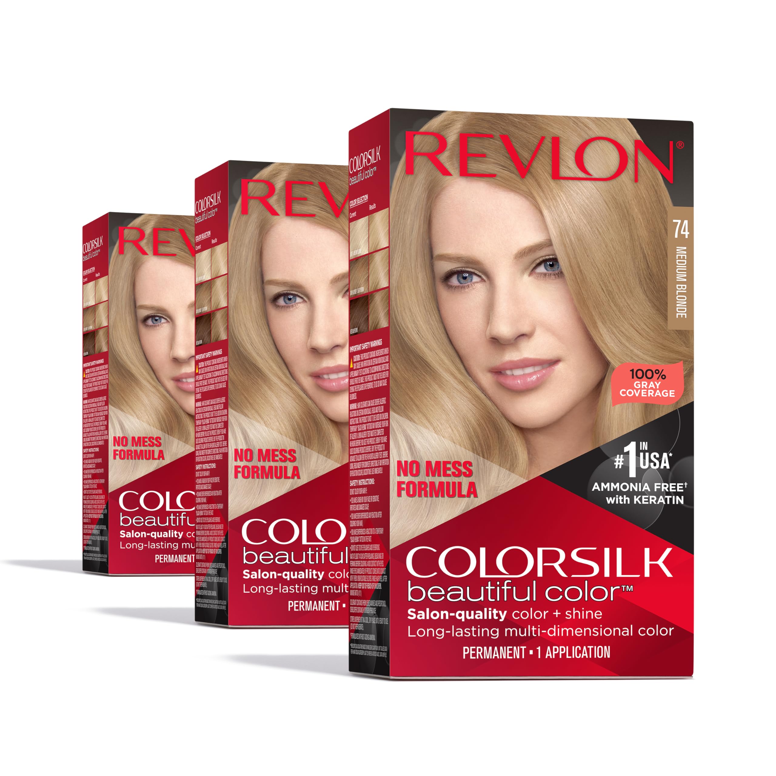 Revlon ColorSilk Permanent Hair Color, 100% Gray Coverage Dye Kit ...