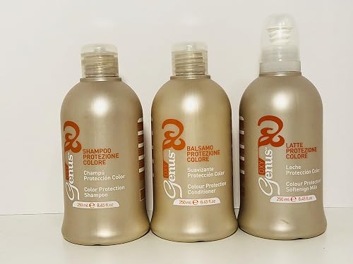 Genus Color Protection Shampoo 8.45 Oz, Conditioner 8.45 Oz, Softening Milk Anti-frizz Spray 8.45oz