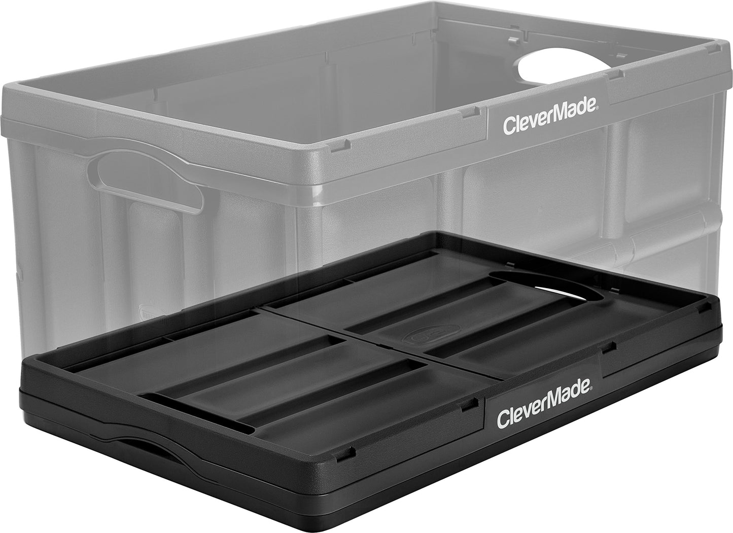 CleverMade CleverCrates 62 Liter Collapsible Storage Bin/Container: Solid Wall Utility Basket/Tote, Black