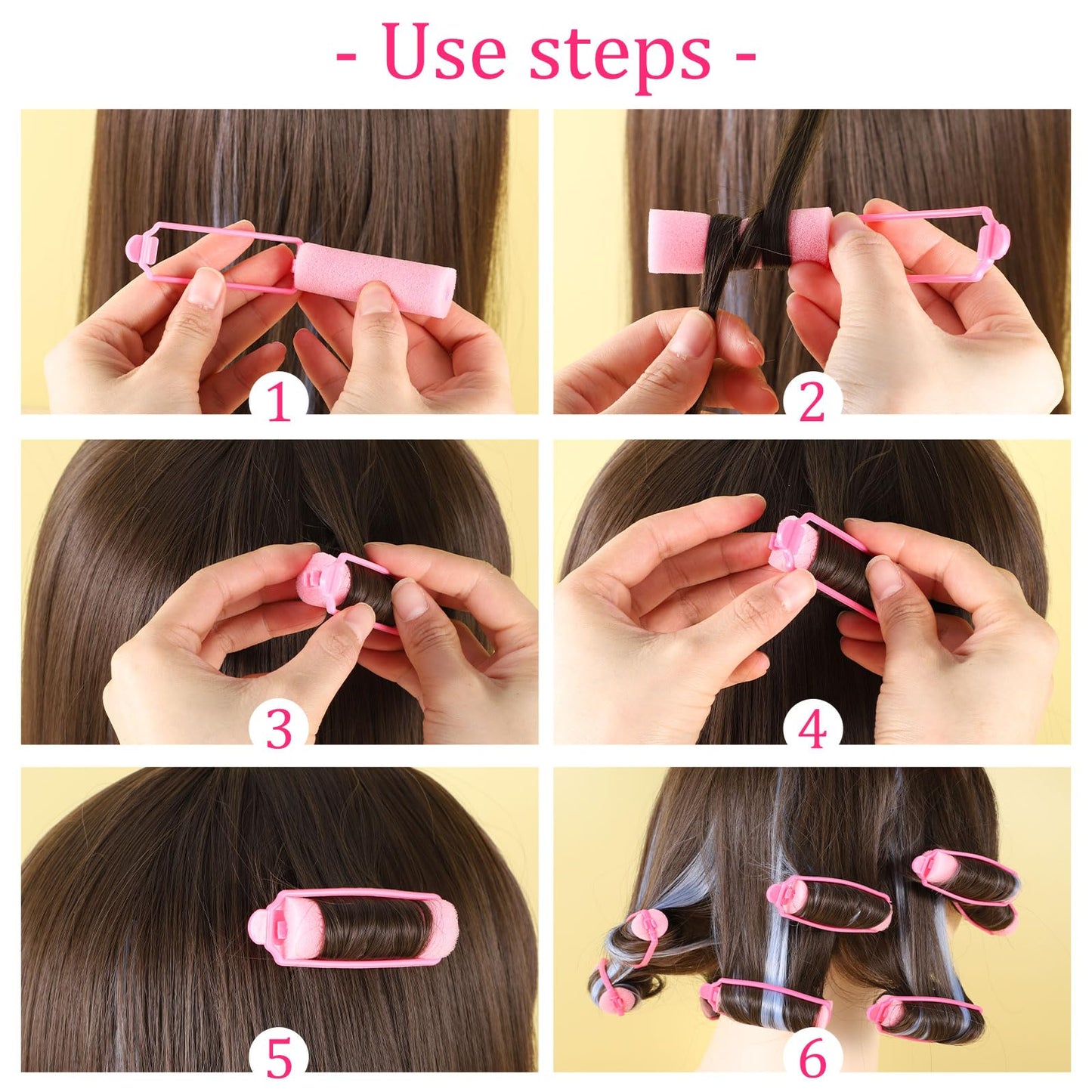 12 Pcs Foam Sponge Hair Rollers 2.4 Inch Hair Curlers to Sleep Heatless Curler Hair Pink Christmas Party Hairstyles