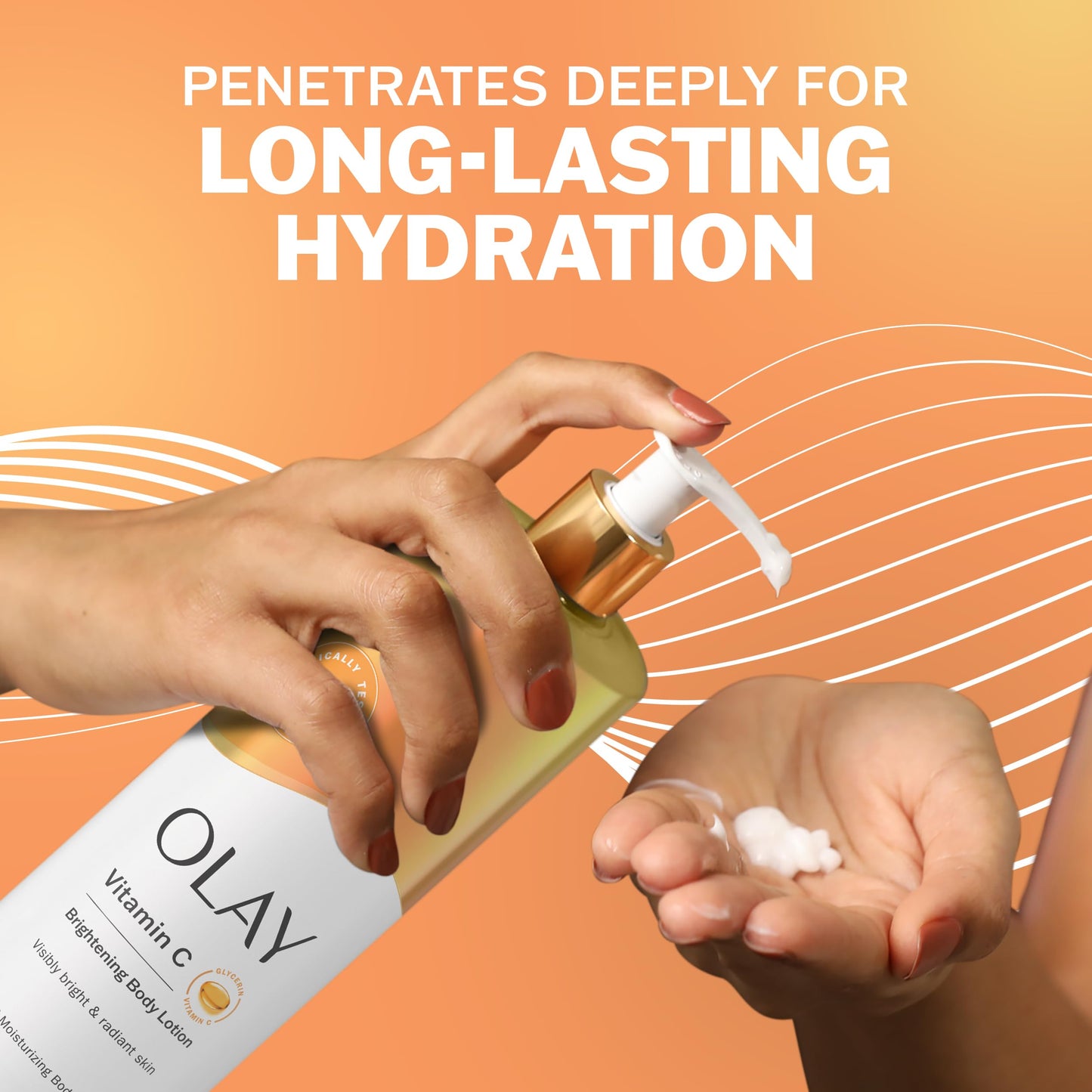 Olay Body Lotion for Women, Brightening with Vitamin C Serum, Visibly Bright & Radiant Skin, 24hr Moisture & Hydration, Fast Absorbing Formula