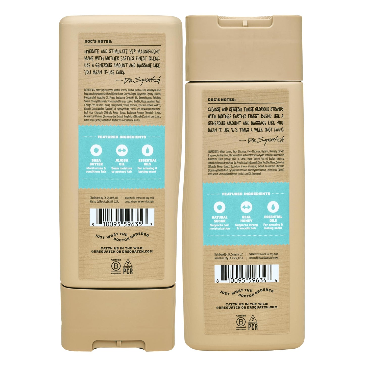 Dr. Squatch Men's Natural Shampoo and Conditioner Set - Sulfate & Paraben Free Natural Shampoo and Conditioner for Men - Scalp Nourishing Formula