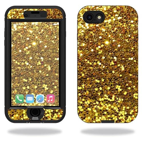 MightySkins Skin Compatible with Lifeproof Nuud iPhone SE (2020) / 7/8 Sticker wrap Cover Sticker Skins Gold Glitter