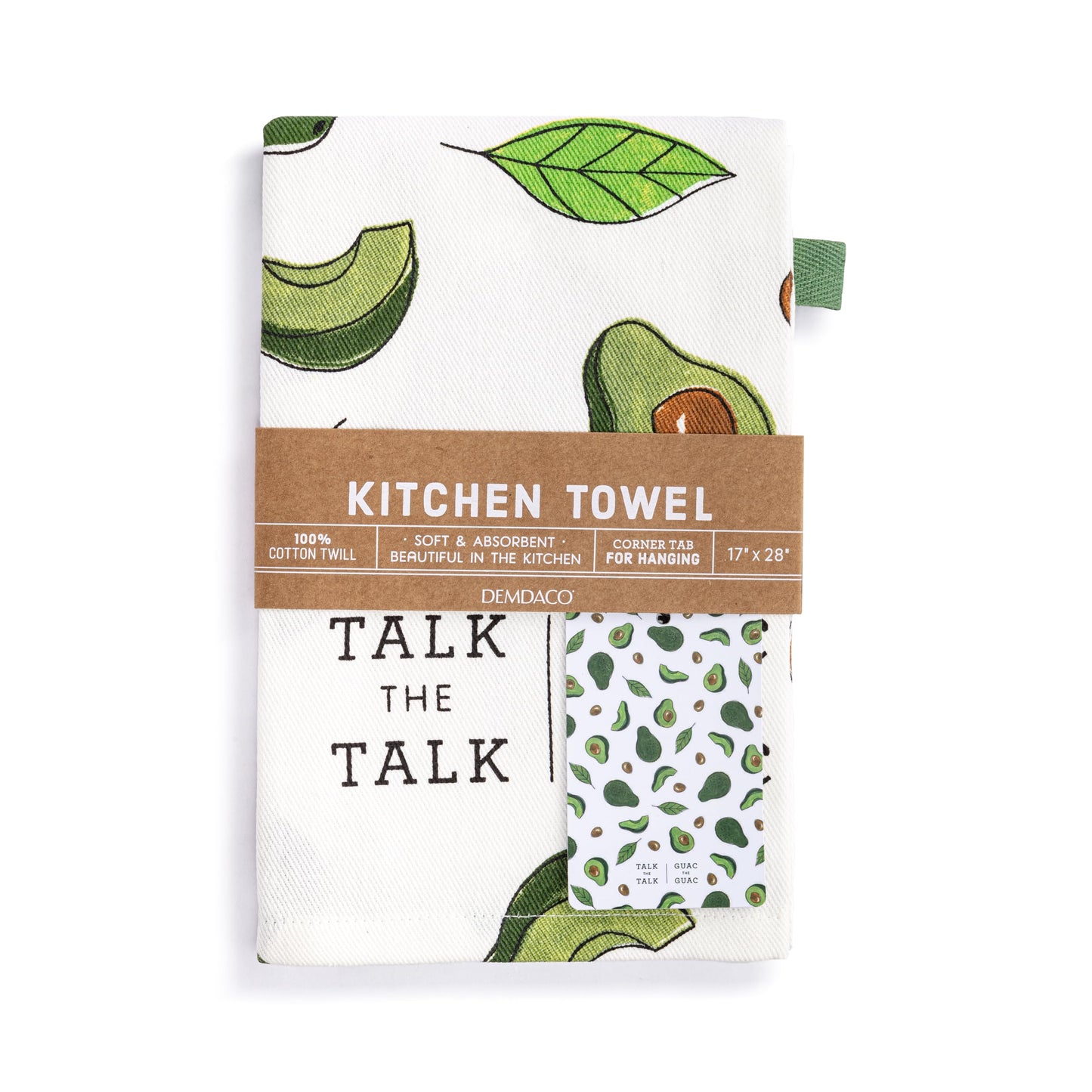 DEMDACO byDesign Serving Collection Talk The Talk Guac The Guac Green Avocado 17 x 28 Cotton Twill Absorbent Kitchen Dish Hand Towel