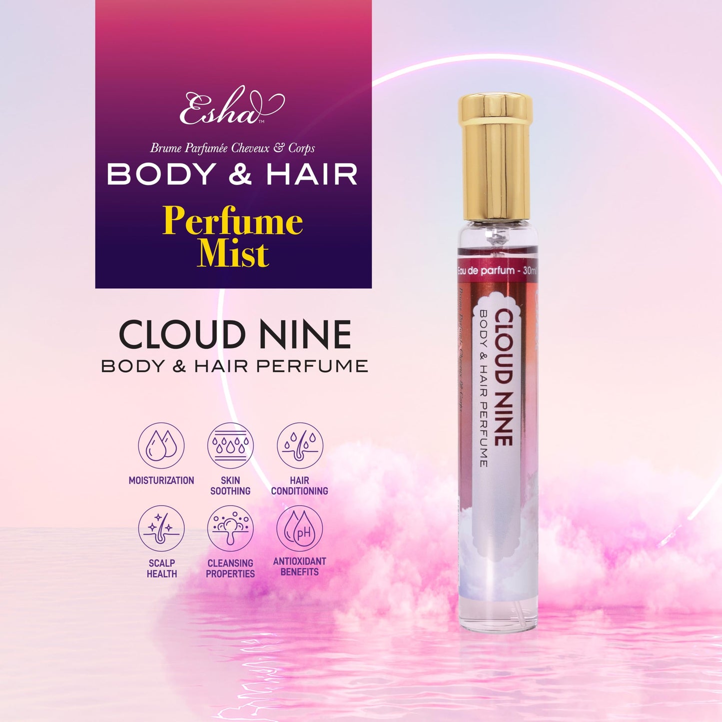 Esha Body & Hair Perfume Mist - Eau de Parfum for Women - Infused with Betaine - (CLOUD NINE) Beauty & Personal Care Esha