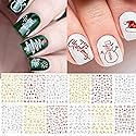 Adurself 12 Sheets Christmas Nail Art Decals Xmas 3D Nail Self-Adhesive Stickers Santa Claus Reindeer Snowflakes Snowmen for Women Girls Kids
