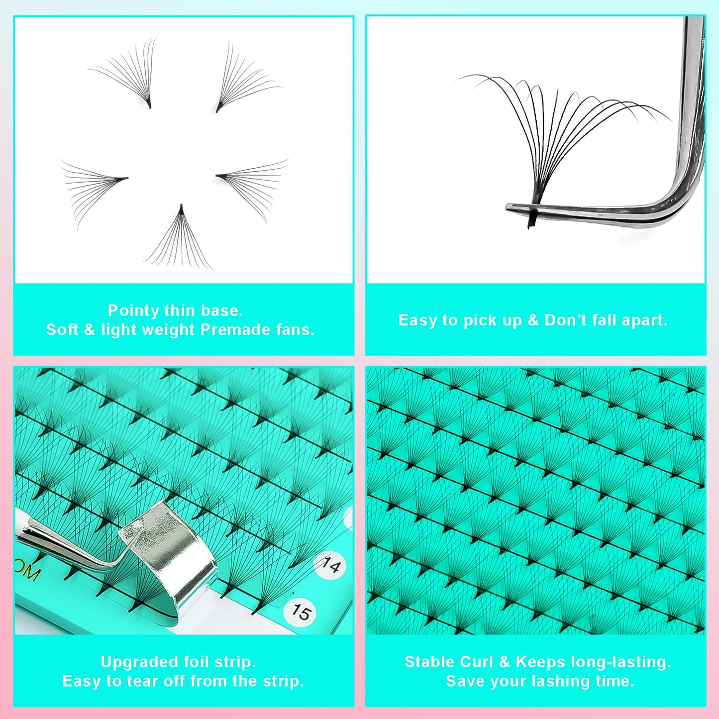 VAVALASH 500 Fans Eyelash Extensions 9-16mm Length Premade Lash Fans 5D-14D Handmade Volume Lash Extension(8D-0.07-C-12mm) Beauty and Personal Care VAVALASH