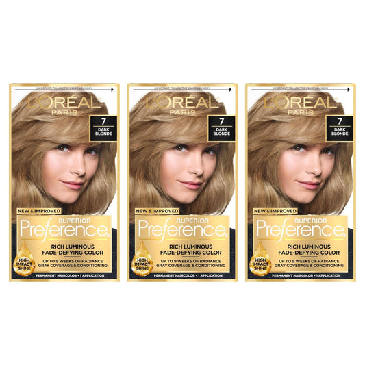 L’Oreal ParisSuperior Preference Rich Luminous Conditioning Colorant, Level 3 Permanent, Dark Blonde/Natural 7 (Pack of 3)