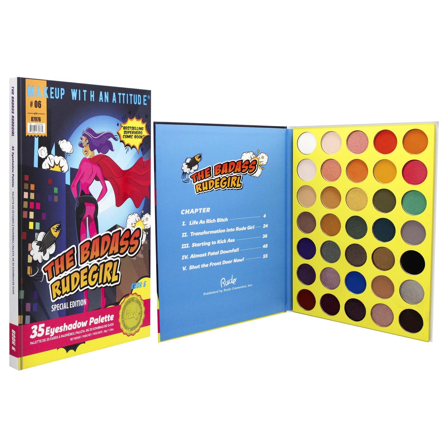 Rude Cosmetics The Badass Rudegirl 35 Eyeshadow Palette - Book 6 for Women - 1.34 oz Eye Shadow