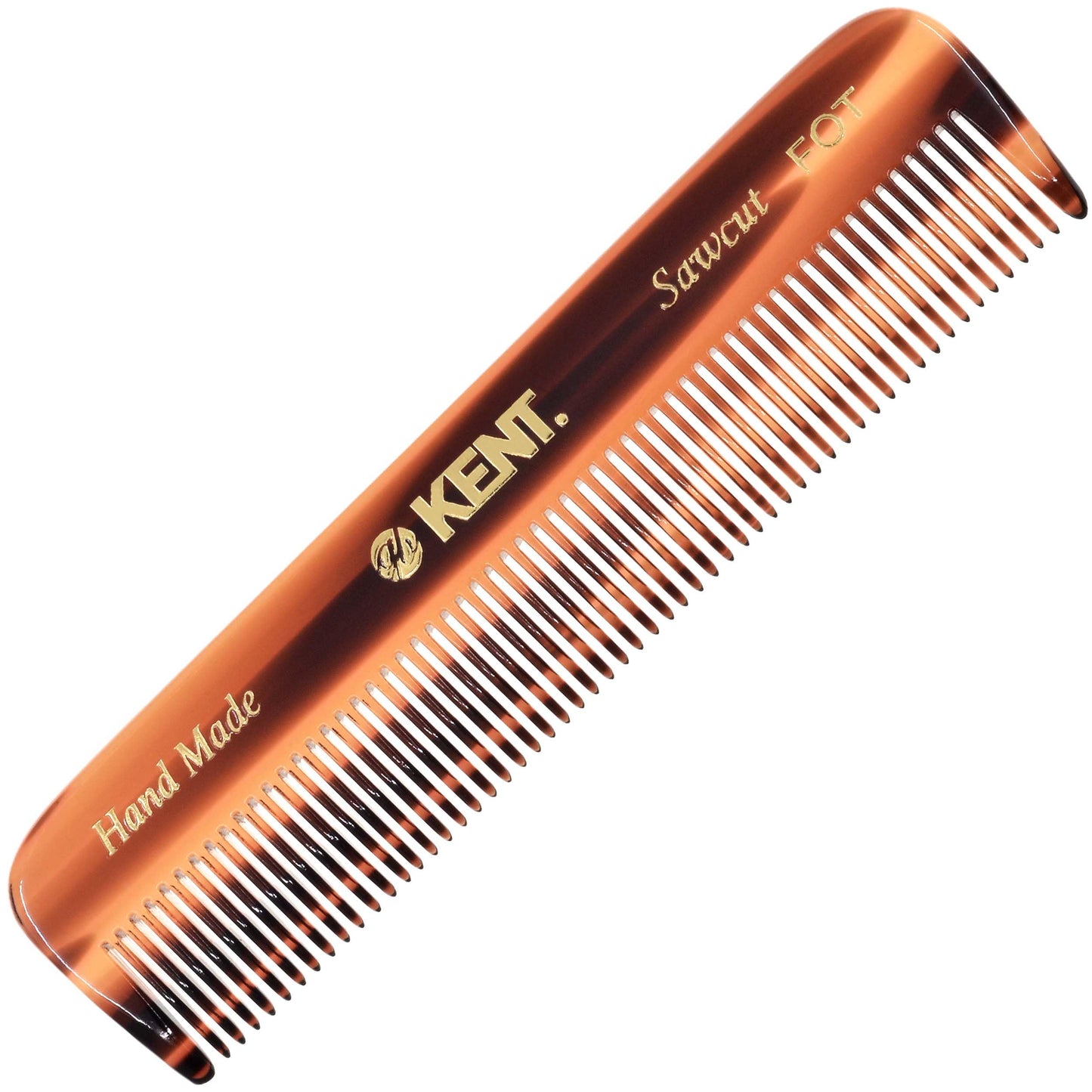 Kent FOT Tortoise Fine Tooth Comb for Men - Handmade Pocket Comb for Travel, Styling, Fine or Thinning Hair, Mustache and Beard Care Handpolished Beauty and Personal Care KENT