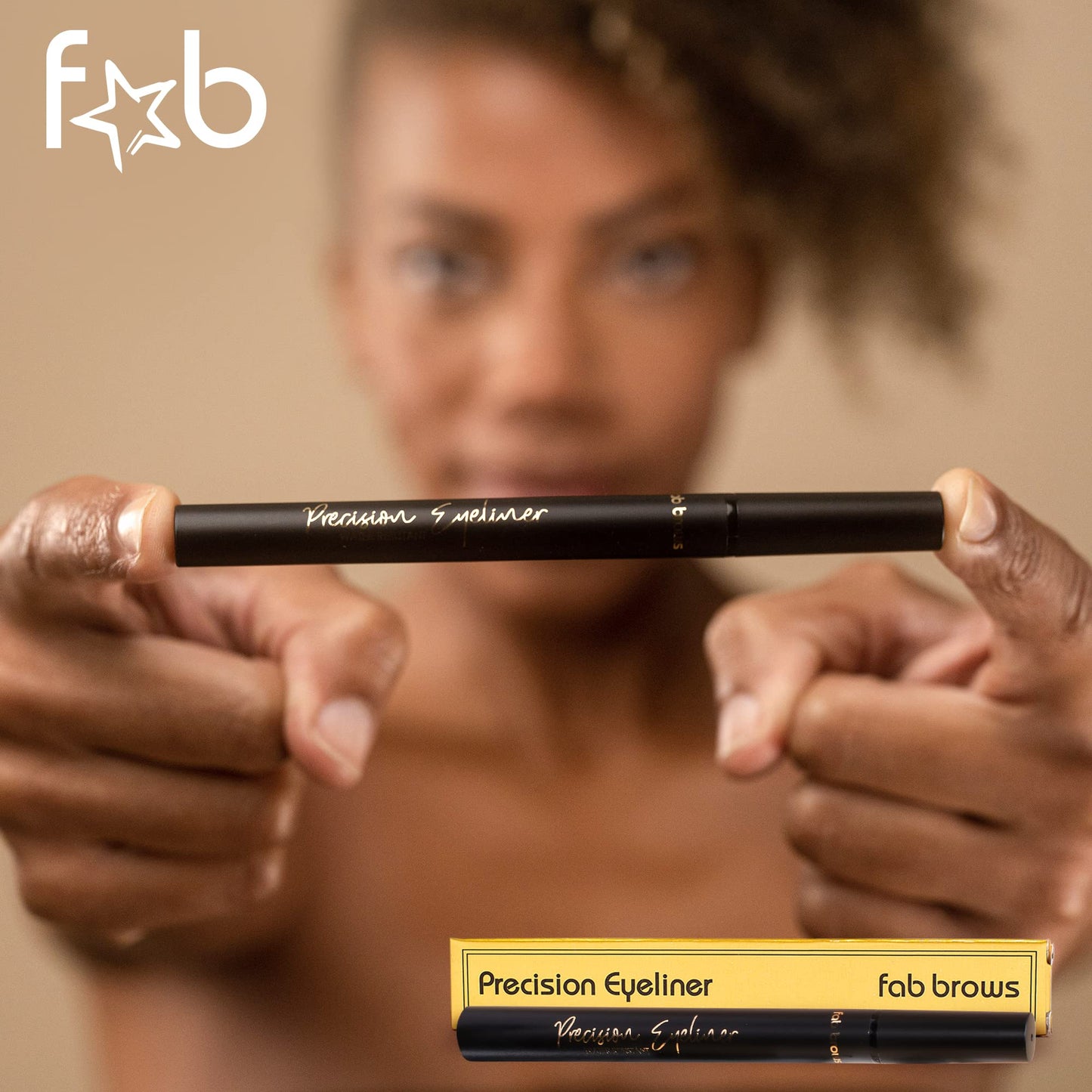 Fab Brows Precision Liquid Eyeliner - Felt-Tipped Liquid Eyeliner Pen - Richly Pigmented Waterproof Black Eyeliner - Achieves Thin or Thick Strokes